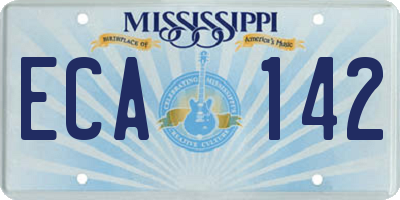 MS license plate ECA142