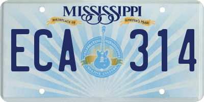 MS license plate ECA314
