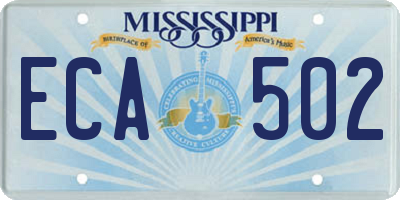 MS license plate ECA502