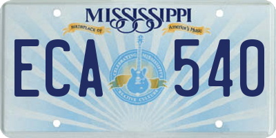 MS license plate ECA540