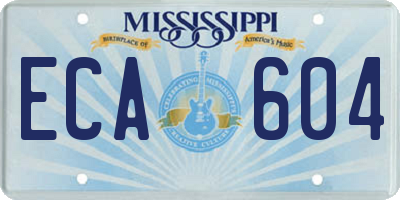 MS license plate ECA604