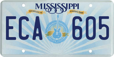 MS license plate ECA605