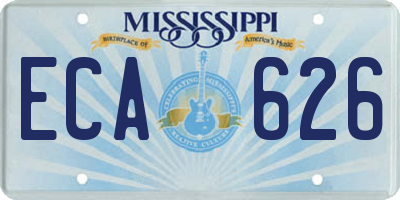MS license plate ECA626