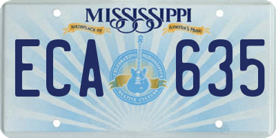 MS license plate ECA635