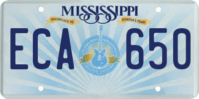 MS license plate ECA650