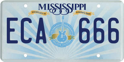 MS license plate ECA666