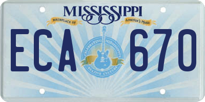 MS license plate ECA670