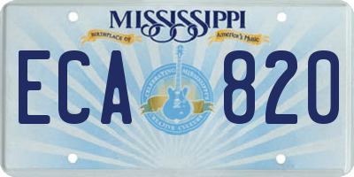 MS license plate ECA820
