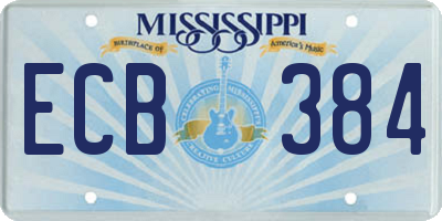 MS license plate ECB384