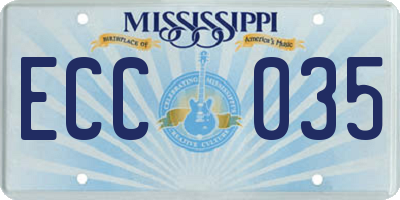 MS license plate ECC035