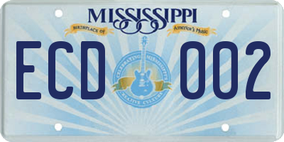 MS license plate ECD002