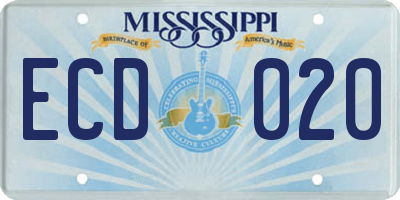 MS license plate ECD020