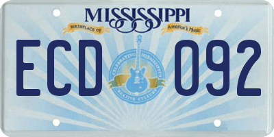 MS license plate ECD092