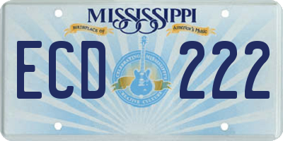 MS license plate ECD222