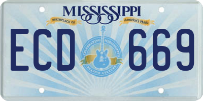 MS license plate ECD669