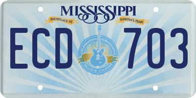 MS license plate ECD703