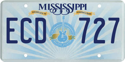 MS license plate ECD727