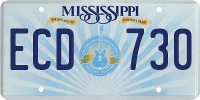 MS license plate ECD730