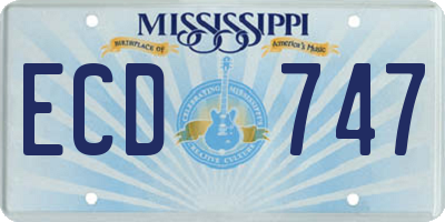 MS license plate ECD747