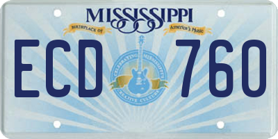 MS license plate ECD760