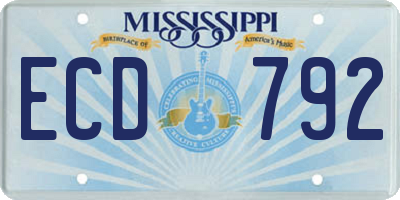 MS license plate ECD792