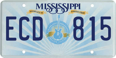 MS license plate ECD815