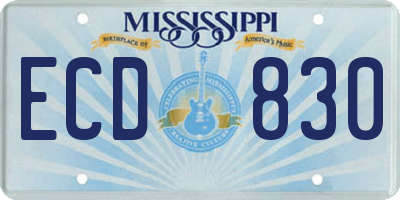 MS license plate ECD830