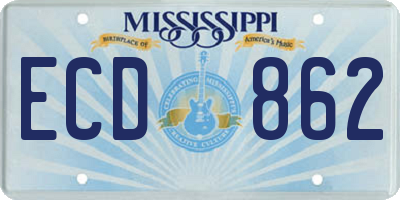 MS license plate ECD862
