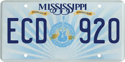 MS license plate ECD920