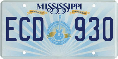 MS license plate ECD930