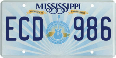 MS license plate ECD986