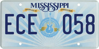 MS license plate ECE058