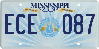 MS license plate ECE087