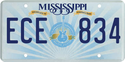 MS license plate ECE834