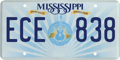 MS license plate ECE838
