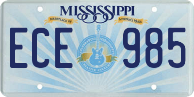 MS license plate ECE985