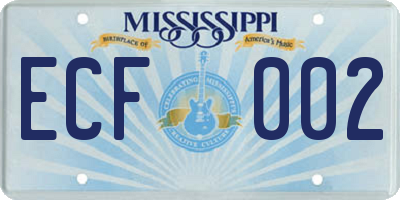 MS license plate ECF002