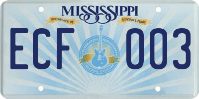MS license plate ECF003