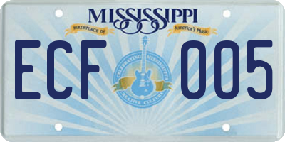 MS license plate ECF005