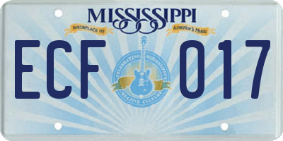 MS license plate ECF017