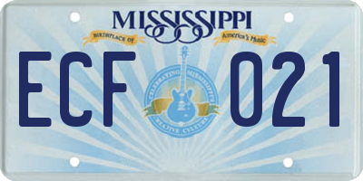 MS license plate ECF021