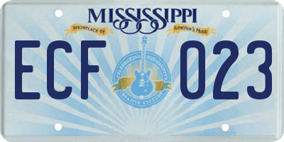 MS license plate ECF023