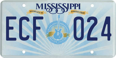 MS license plate ECF024
