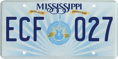 MS license plate ECF027