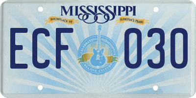 MS license plate ECF030