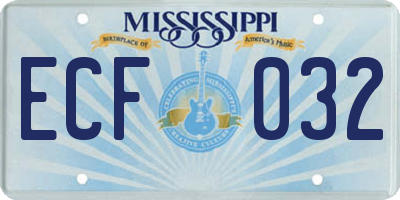 MS license plate ECF032