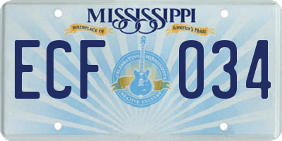 MS license plate ECF034