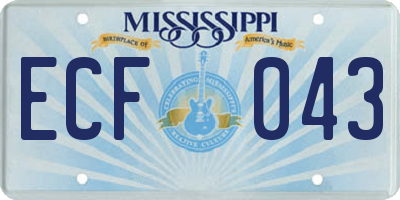 MS license plate ECF043
