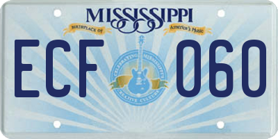MS license plate ECF060