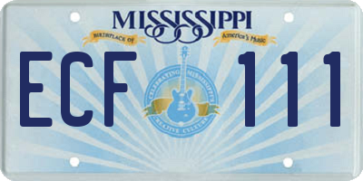 MS license plate ECF111